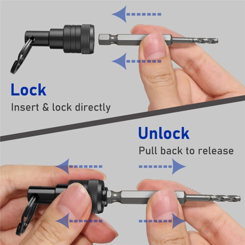 2set Bit Holders Keychain, 1/4 Inch Hex Shank Bit Holders, Quick-Change Design for Nut Driver, Screwdriver & Drill Bits 2