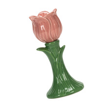 Bougeoir à fleurs en céramique Simple fait à la main,-rose