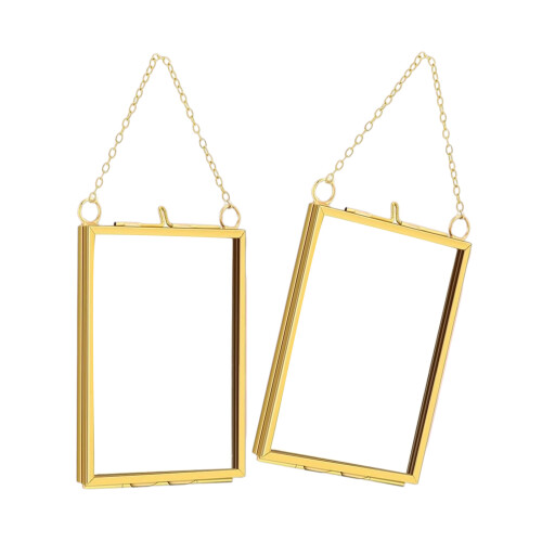 2Pcs Square Metal Glass Pressed Flower Frame Wall-Vertical