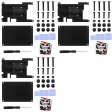 3X for Orange Pi 5 / 5B Aluminum Alloy Case Active & Passive Metal Cooling Enclouse with Fan Heat Sinks Protection