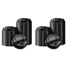 400 Stück Kaffeebecherdeckel, 3,54 Zoll Große Einwegdeckel Aus Kunststoff für 10oz, 12oz, 16oz und 20oz Pappbecher, Schwarz
