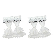 Set Of 2 Ruffled Lace Curtain Small Windor Curtain Drape-Blue