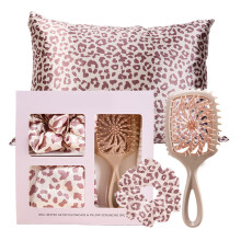 Premium Leopard Pattern Hair Styling Brush Set Prevents-khaki
