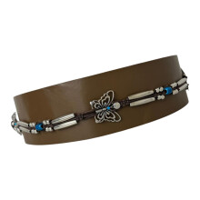 Traditional Themed Braided Waist Cincher Adjustable Strap-brown