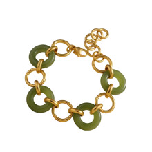 Stylish Bangle Bracelet With Color Block Design-JDB0103310GN
