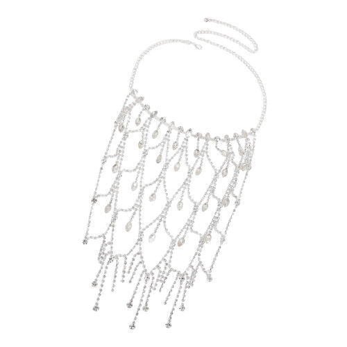 Collier de déclaration avec strass carrés scintillants,-argent