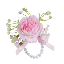 Elegante Seidenblumen-Handgelenkkorsage mit künstlichen-Rosa