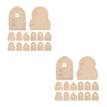 48Stk Mini Feenhaus Tür Holz Beige - Rustikale DIY Garten