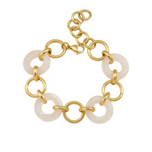 Chic Two Tone Interlocked Bracelet Sturdy Resin-JDB0103310WT
