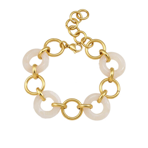 Chic Two Tone Interlocked Bracelet Sturdy Resin-JDB0103310WT