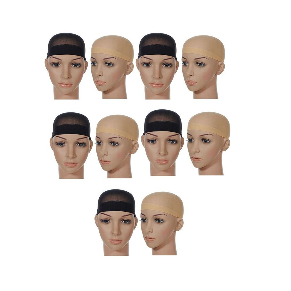 Unisex Light Deluxe Wig Cap Hair Net For Weave 10 Pieces Hair Wig Stretch Mesh Wig Cap For Making Wigs Free Size(Skin Tone)