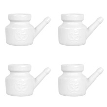 4X 350Ml Keramiek Neti Pot Neus Reiniging Pot Duurzame Lekvrije Tuit Pot voor Neusspoeling Neus Wassen Mannen Vrouwen, Wit