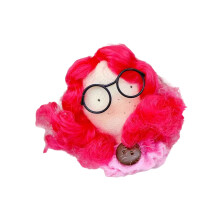 Pin fait main élégant de caractère de fille de-cheveux roux