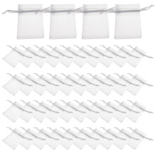 100Stk Kleine Organza Taschen Hellgrau, Geschenkbeutel Mit Kordelzug