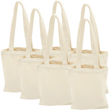 6Stk Weiße Canvas Tragetasche Damen Schulterbeutel
