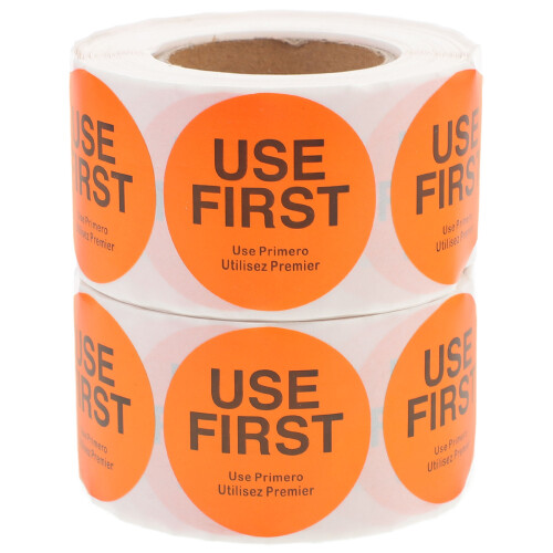 2Rollen Use First Aufkleber Lebensmittel Lagerung Selbstklebend Orange