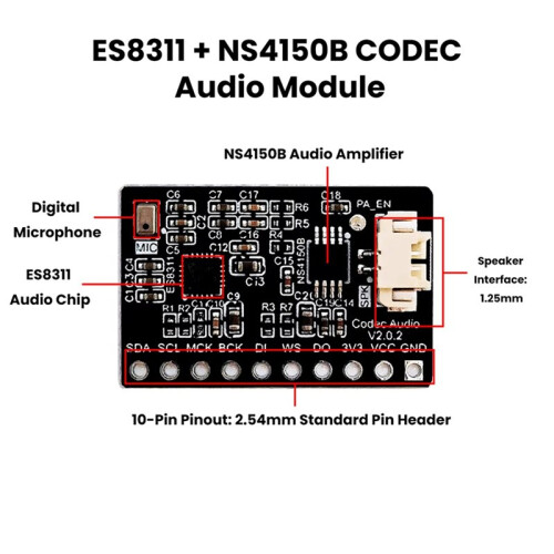 ES8311 NS4150B Audio Module Digital Amplifier with Mic ESP32-C3/S3 Development Boards External Microphone