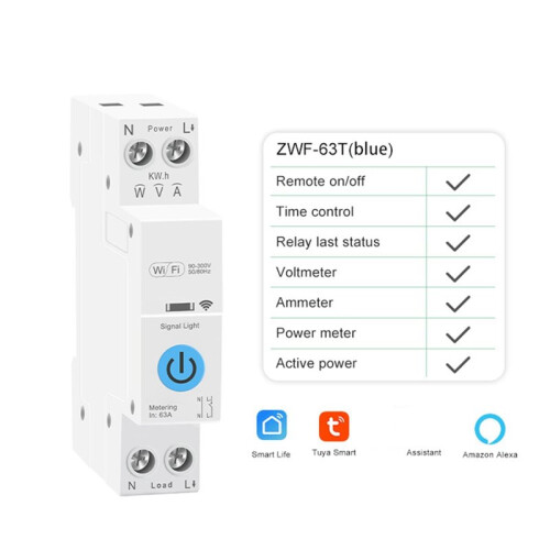 WIFI  Circuit Breaker 1P+N over-Voltage/Current Protector Under Voltage Protection Remote Control  63t 1