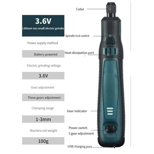 Portable Electric Grinder Set USB Cordless Carving Tools for Jade Polishing DIY Projects Power Tools 2