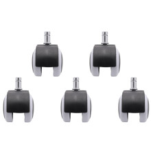 Ruote girevoli da 50 mm per sedie da ufficio - Set di 5 - bianco e nero
