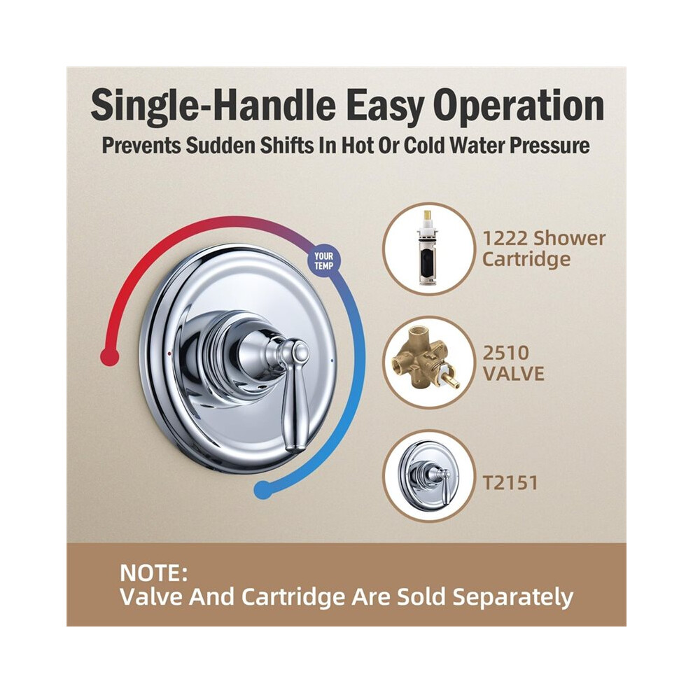 Replacement For Moen T2151 Brantford Posi-Temp Valve Trim Kit, Pressure Balancing Tub And Shower Lever Handle 6031540414112