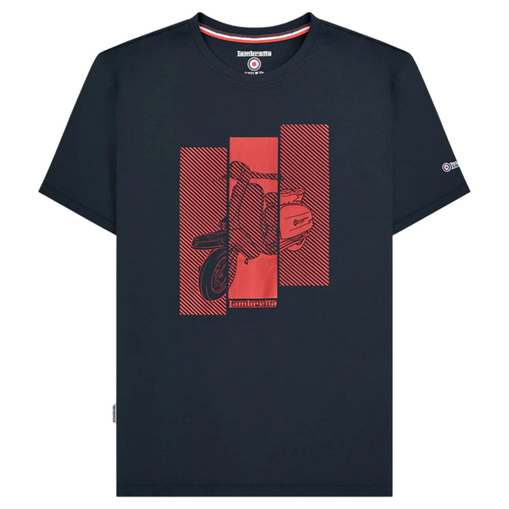 Lambretta (4Xl, Navy) Mens Scooter T-Shirt Blue,Multicoloured