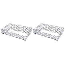 2X Crystal Rectangle Cosmetic Tray Schmuck Schmuck Organizer Spiegel Dekorative Tablett Parfüm Hautpflege Organizer (Silber)