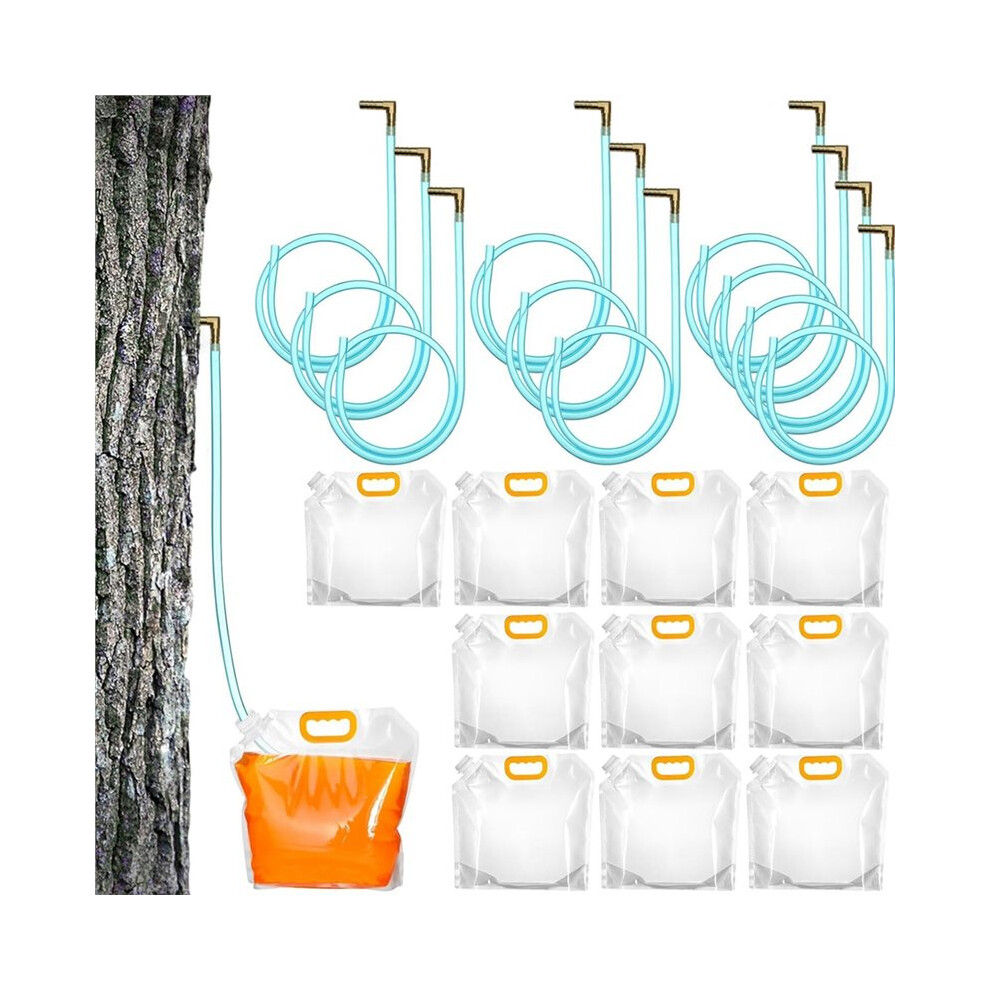 10Pcs Maple Syrup Tree Tapping Collection Kit,Food Grade Silicone Tube & 5L Pe Collection Bag For Maple Tree Harvest 6032418209373