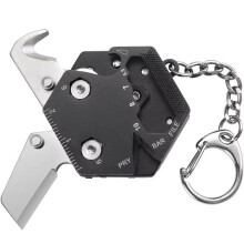 Multifunktionell Hexagon Mynt Utomhus EDC Nyckelring Verktyg Hopfällbar Mynt Kniv Nyckelring Skruvmejsel Fickvik