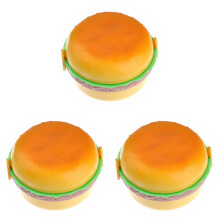 3St Drie-Laags Lunchbox Chocolade Plastic Rond Hamburger