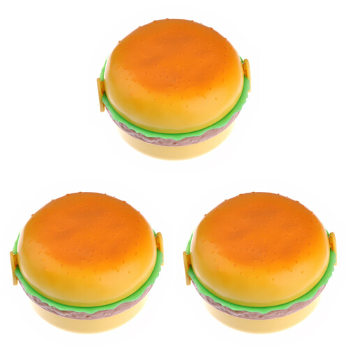 3St Drie-Laags Lunchbox Chocolade Plastic Rond Hamburger