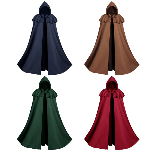 Cape Renaissance médiévale longue avec capuche, Costume de-Vert 1
