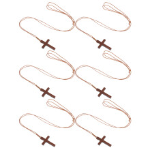 6Pcs Colar Cruz Cristã De Marrom Para Festa E Uso Diário