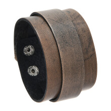 Retro Brown Leather Wristband With Metal Accents-brown