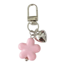 Cute Tiny Keychain Pendant With Floral Aaccent Lovely Gift-Pink