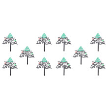 10Pcs Enfeites De Acrílico Verde Tema Natal Para Bolo E Sobremesas