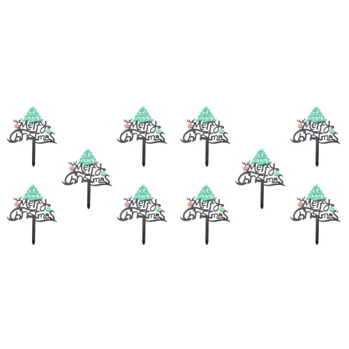 10Pcs Enfeites De Acrílico Verde Tema Natal Para Bolo E Sobremesas