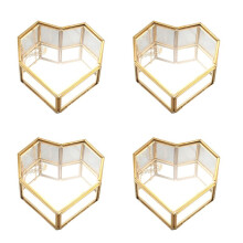 4X Flip Liebes Herz Geformt Geometrische Glas Schmuck Schatulle Glas Ring Box Exquisite Einzigartige Hochzeit Schmuck Schatulle Ring für Hochzeits