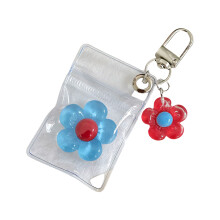 Adorable Miniature Floral Keyring with Transparency Holder-Blue