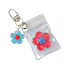 Stylish Resin Flower Keychain With See Through Bag-Red