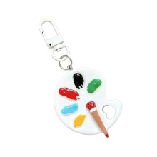 Resin Keychain Candy Tone Paint Palette Pendant Keyring-White