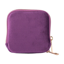 Comfortable Velvety Compact Jewelry Storage Bag Case-Purple