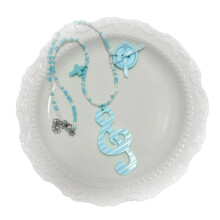 Acrylic Bead Necklace Showcasing Trendy Y2K Charm-Blue