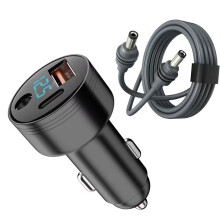 Heavy Duty Car Charger With 5.5x2.1mm Output USB-Black 2 meters