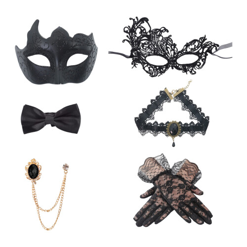 Masquerades Costumes Accessories Couple Masquerades Mask-Black