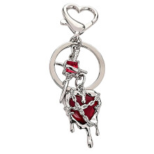 Chic Alloy Heart Crosses Keychain Minimalist Design Key-Red