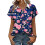 Women's Button-Down Shirts, Short Sleeve, V-Neck,-Blue M 1