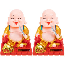 2Pcs Escultura Solar Maitreya Buddha Para Decoração Automotiva