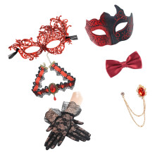 Masquerades Costumes Accessories Halloween Costume Couple-Red