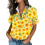 Women's Button-Down Shirts, Short Sleeve, V-Neck,-Yellow M 3